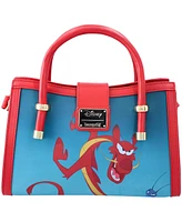 Loungefly Women's Red Mulan Lotus Flower Frame with Buckle Closure Crossbody Bag