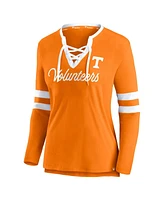 Fanatics Women's Tennessee Orange Volunteers Block Party Script Lace-Up V-Neck Long Sleeve T-Shirt