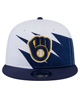 New Era Men's Navy/White Milwaukee Brewers Jagged 9FIFTY Snapback Hat