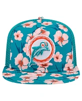 New Era Men's Aqua Miami Dolphins Adventure Pattern Golfer Snapback Hat