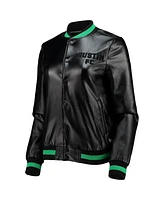 The Wild Collective Women's Black Austin Fc Full-Snap Bomber Jacket