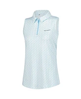 Under Armour Women's Aqua The Players Drive Clubhouse Grid Sleeveless Polo Shirt