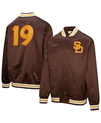 Mitchell & Ness Men's Tony Gwynn Brown San Diego Padres Legends Collection Vintage Satin Full-Snap Jacket