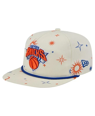 New Era Men's Cream New York Knicks Lunar Golfer Snapback Hat