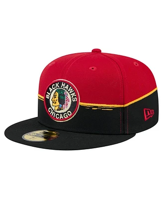 New Era Men's Black/Red Chicago Blackhawks Vintage Color Dip 59FIFTY Fitted Hat