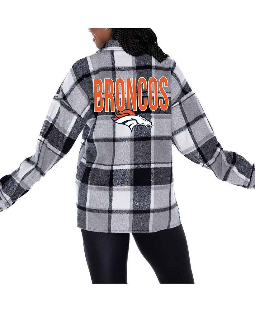 Gameday Couture Women's Gray Denver Broncos Field Side Fun Plaid Button-Up Overshirt