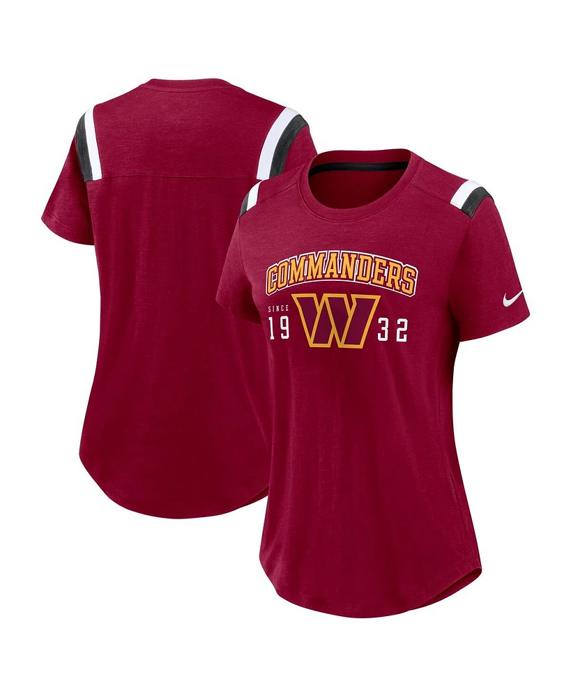 Nike Women's Heather Red Washington Commanders Historic Slub Fashion T-Shirt