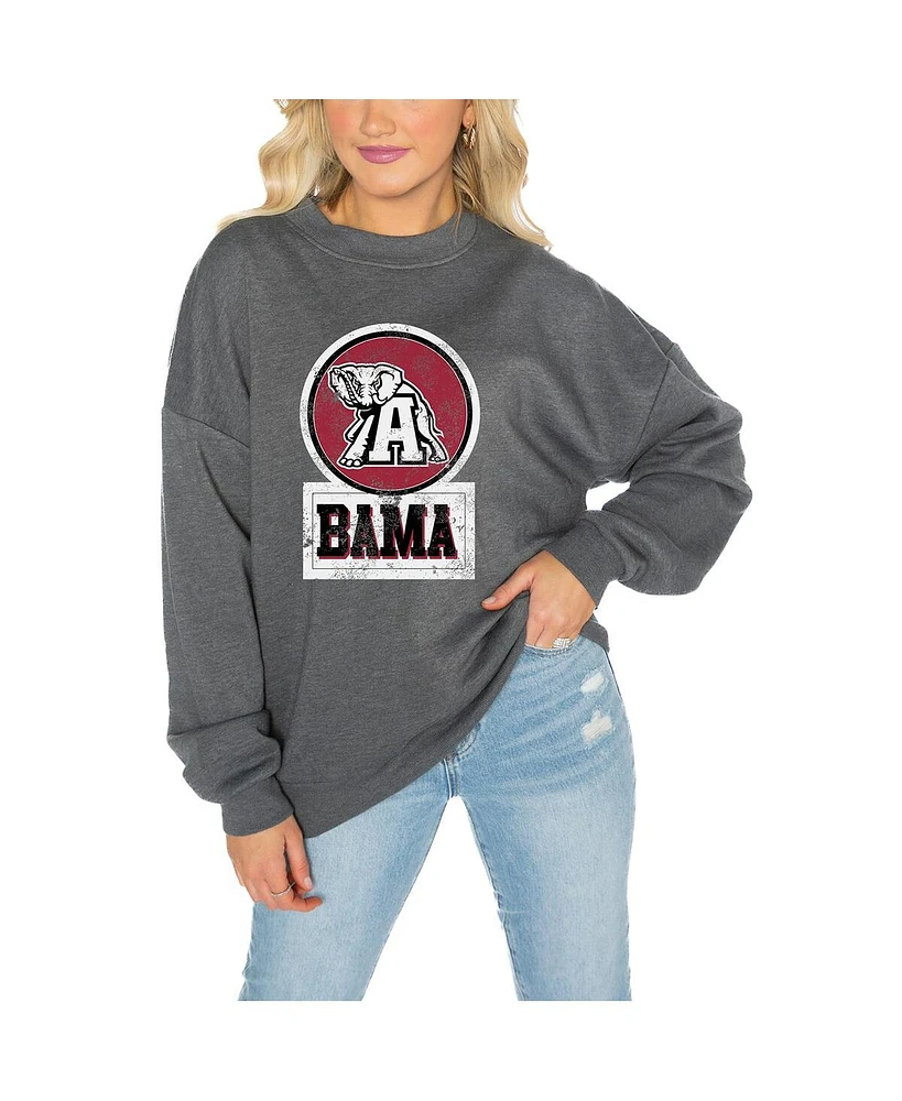 Gameday Couture Women's Charcoal Alabama Crimson Tide Drop Shoulder Fleece Pullover Sweatshirt
