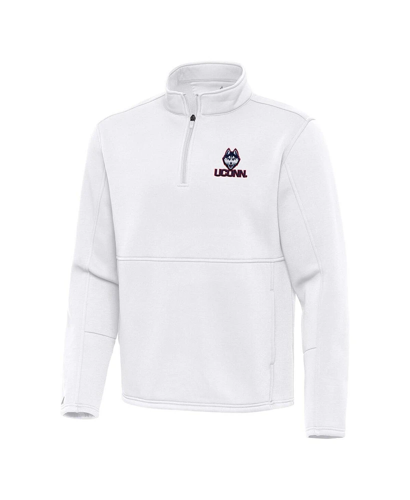 Antigua Men's White UConn Huskies Twist Quarter-Zip Pullover Jacket