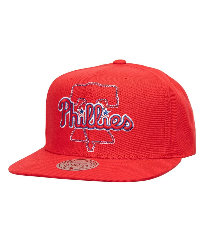Mitchell & Ness Men's Red Philadelphia Phillies Double Up Snapback Hat