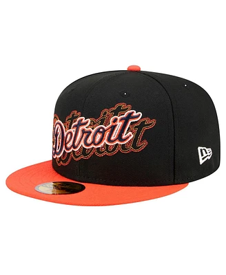 New Era Men's Black Detroit Tigers Shadow Stitch 59FIFTY Hat