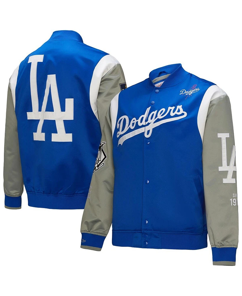 Mitchell & Ness Men's Royal/Gray Los Angeles Dodgers Cooperstown Collection Team Origins Satin Full-Snap Jacket