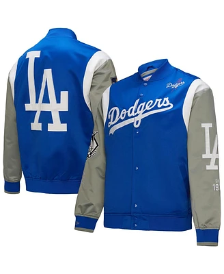 Mitchell & Ness Men's Royal/Gray Los Angeles Dodgers Cooperstown Collection Team Origins Satin Full-Snap Jacket