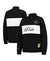 Mitchell & Ness Women's Black Cincinnati Reds Quarter-Zip Pullover Top