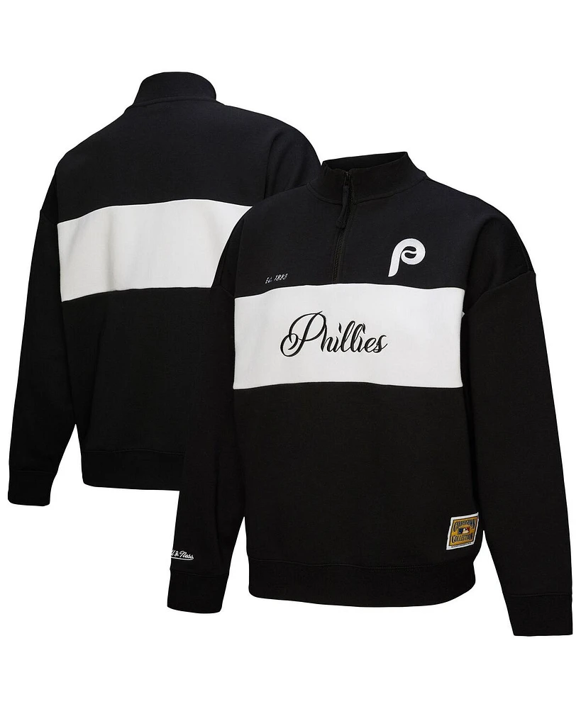 Mitchell & Ness Women's Black Philadelphia Phillies Quarter-Zip Pullover Top
