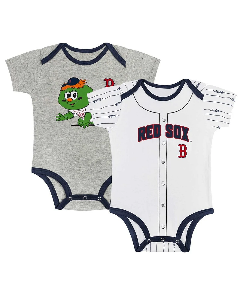 Outerstuff Baby Boys and Girls Gray/White Boston Red Sox Play Ball Bodysuit, Set of 2