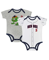 Outerstuff Baby Boys and Girls Gray/White Boston Red Sox Play Ball Bodysuit, Set of 2