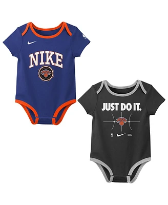 Nike Baby Boys and Girls Blue/Black New York Knicks Just Do It Bodysuit, Set of 2