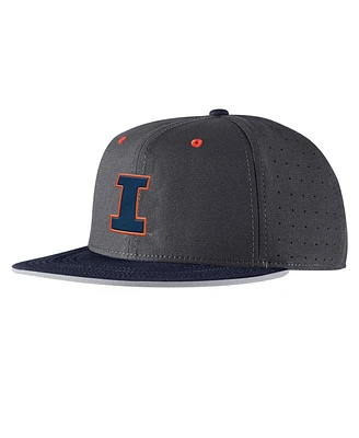 Nike Men's Anthracite Illinois Fighting Illini On-Field True Performance Baseball Fitted Hat