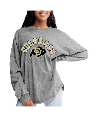 Gameday Couture Women's Gray Colorado Buffaloes Faded Wash Pullover Sweatshirt