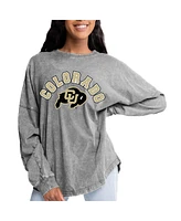Gameday Couture Women's Gray Colorado Buffaloes Faded Wash Pullover Sweatshirt