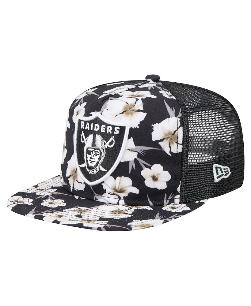 New Era Men's Black Las Vegas Raiders Adventure Pattern Golfer Snapback Hat