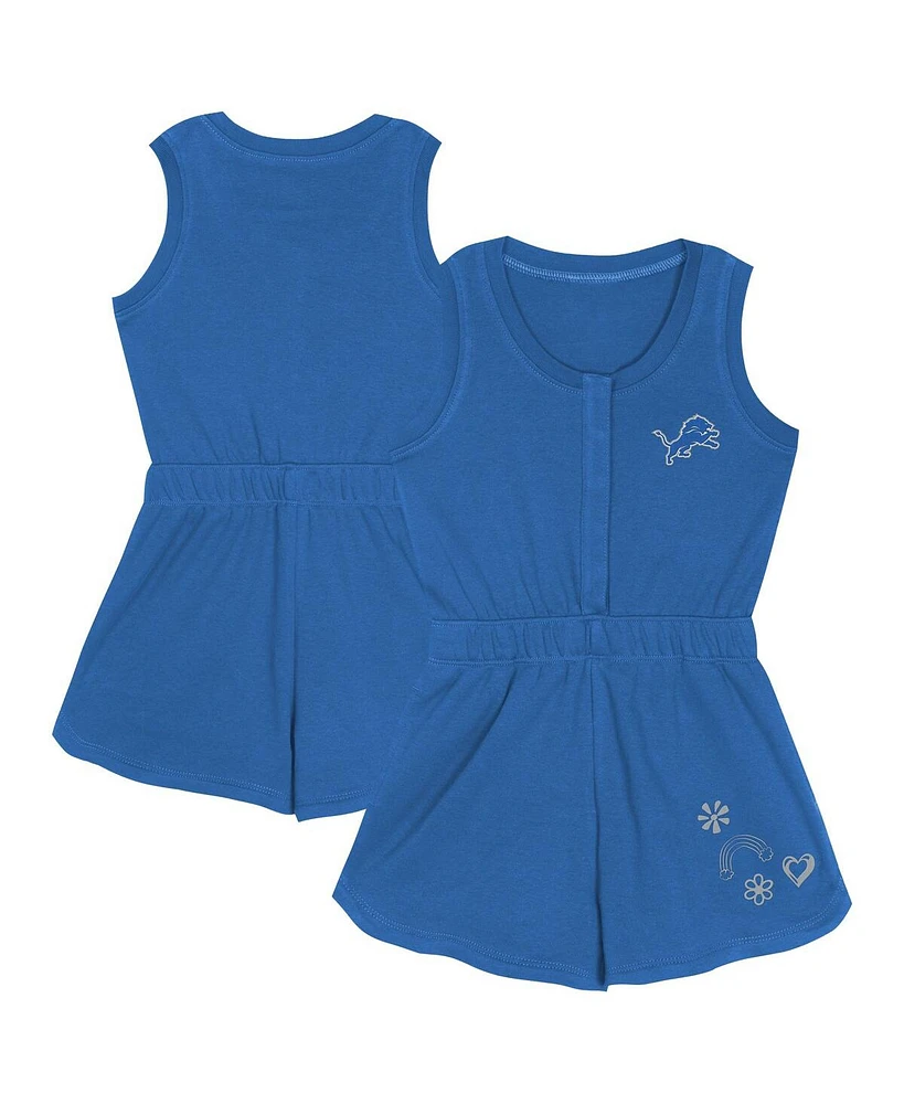 Outerstuff Girls Toddler Blue Detroit Lions Super Girl Romper