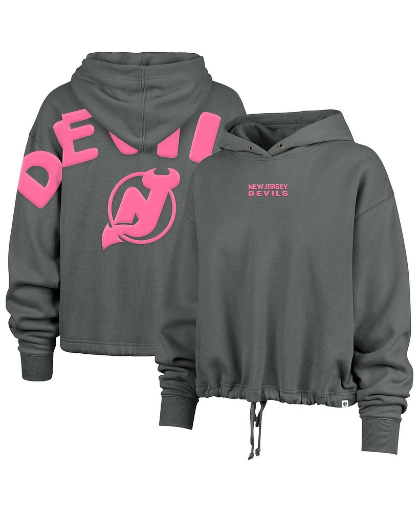 '47 Brand Women's Gray New Jersey Devils Bright Side Venice Cropped Pullover Hoodie