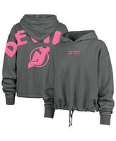 '47 Brand Women's Gray New Jersey Devils Bright Side Venice Cropped Pullover Hoodie