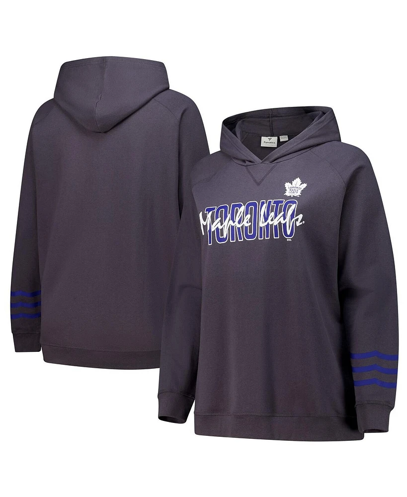 Fanatics Women's Charcoal Toronto Maple Leaves Plus Lightweight Fleece Raglan Pullover Hoodie