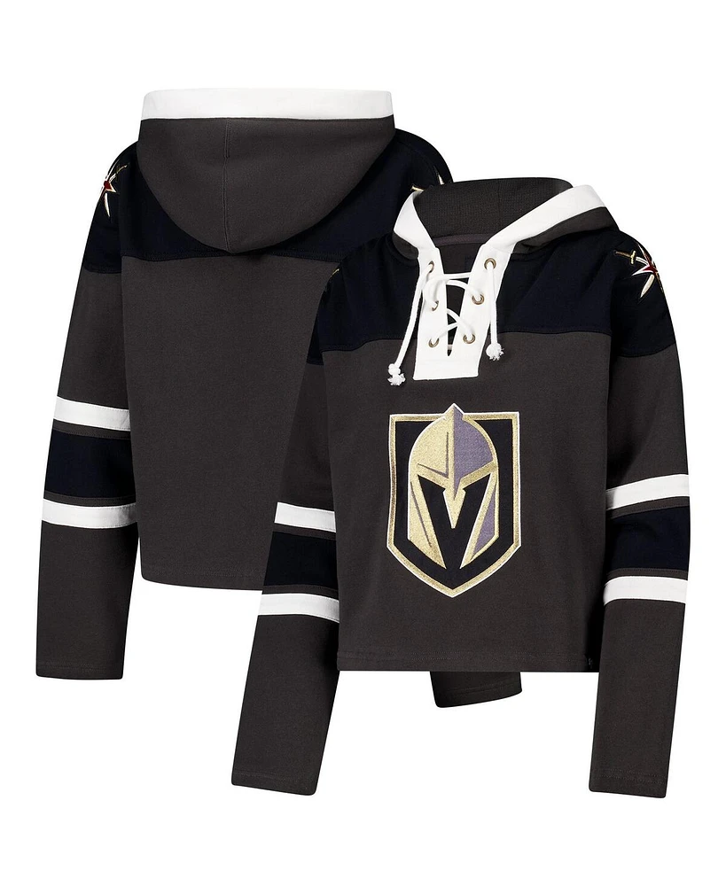 '47 Brand Women's Charcoal Vegas Golden Knights Cropped Superior Lacer Pullover Hoodie