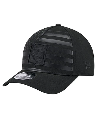 New Era Men's Black New York Rangers Game Day Stealth Flag 9FORTY A-Frame Adjustable Hat