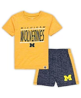 Wes & Willy Toddler 2-Piece Maize/Navy Michigan Wolverine T-Shirt and Shorts Set