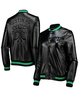 The Wild Collective Women's Black Austin Fc Full-Snap Bomber Jacket
