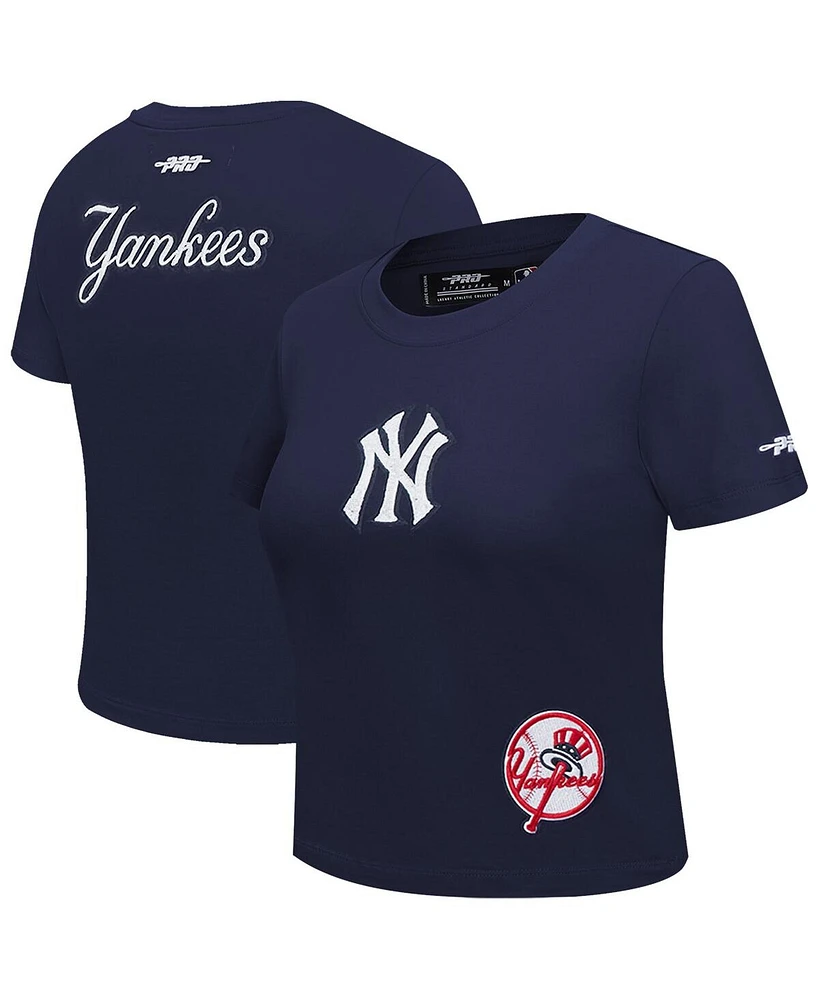 Pro Standard Women's Navy New York Yankees Game Day Classics Baby Doll Cropped T-Shirt