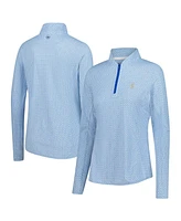 Peter Millar Women's Light Blue The Players Goldman Mar-Tee-Ni Break Quarter-Zip Sun Shirt Pullover Sweatshirt