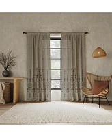 Palo Global Embroidery Semi-Sheer Rod Pocket Curtain Panel