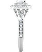 Diamond Emerald-Cut Double Halo Engagement Ring (1 ct. t.w.) in 14k White Gold