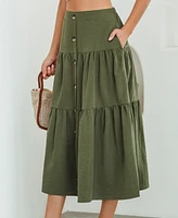 Cupshe Women's Mossy Trail Green Midi Skirt