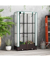 Outsunny Raised Flower Bed with Trellis, 31.5" x 15.7" x 48.8",