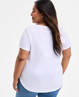 Style & Co Plus Size Printed Crewneck Graphic T-Shirt, Exclusively at Macy's