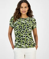 Ak Anne Klein Petite Printed Tulip-Sleeve Top