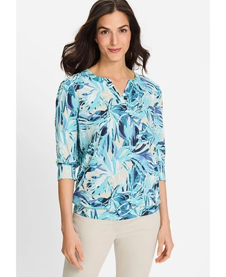 Olsen Women's Palm Print Tunic T-Shirt