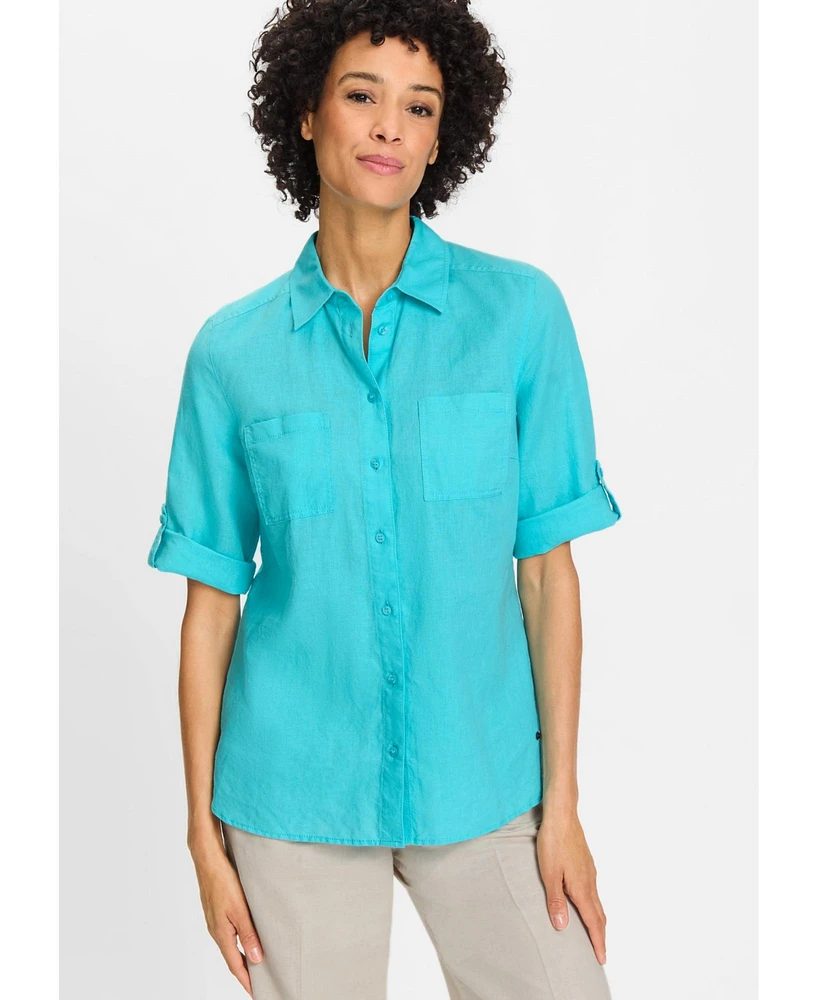 Olsen Women's Rolled Sleeve Tab Shirt