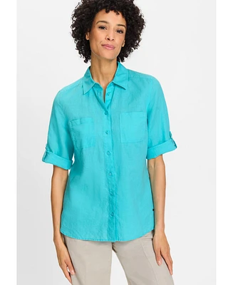 Olsen Women's Rolled Sleeve Tab Shirt