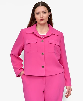 Dkny Plus Aero Crepe Button-Front Jacket