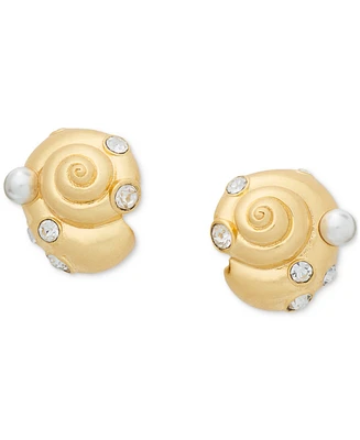 Kate Spade New York Gold-Tone Pave & Imitation Pearl Shell Stud Earrings