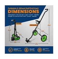 Jovial 2-Wheel Golf Pull Cart with Adjustable Handle and Foot Brake