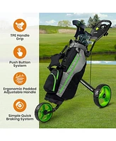 Jovial Foldable 3-Wheel Junior Golf Pull Cart with Scorecard Holder