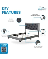 Boyd Sleep Savannah Upholstered Platform Bed with Headboard, Mattress Foundation with Strong 4 Wood Slat Supports, Box Spring Required